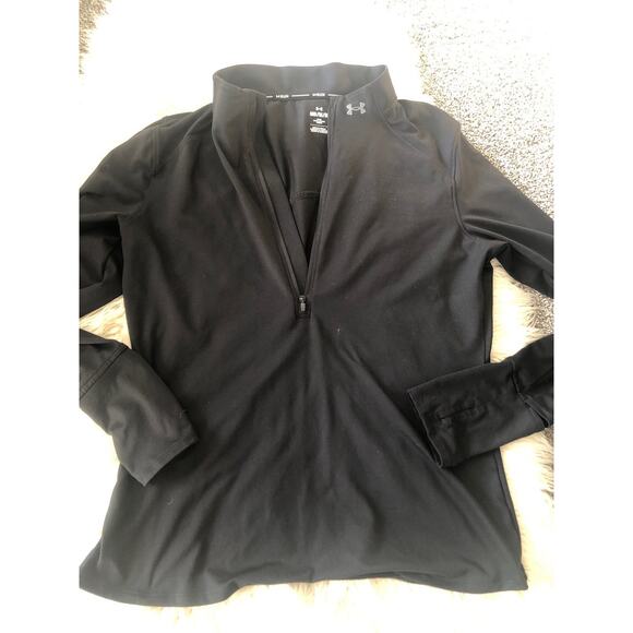Womens Under Armour Run Pullover Jacket 1/4 Zip Fitted Black Medium MM - Picture 1 of 8